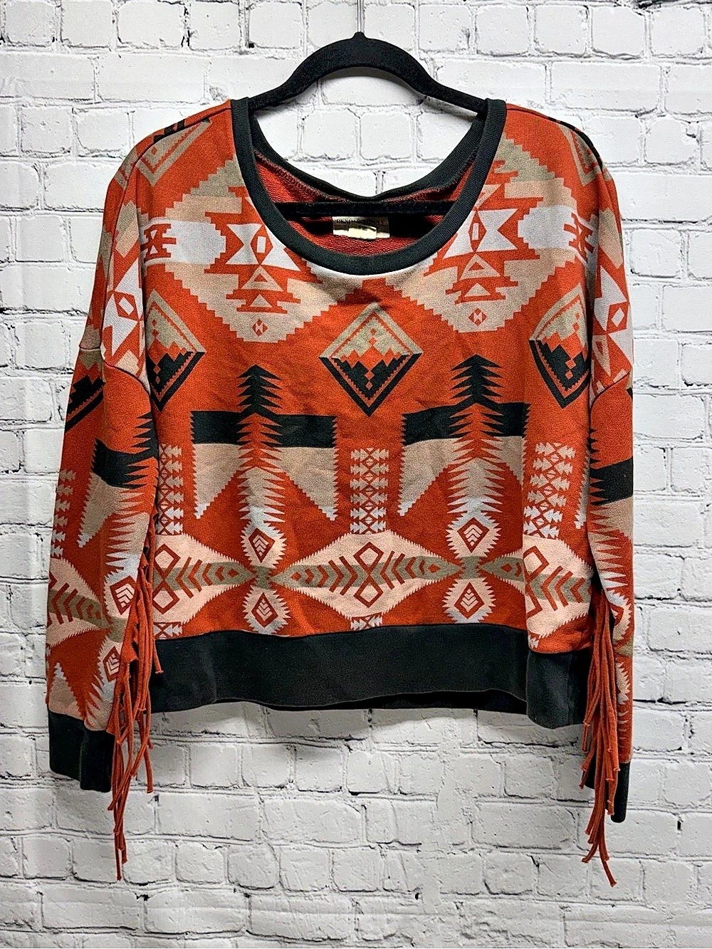Denim & Supply Ralph Lauren Women's Geometric Cotton Fringe Sweater Medium